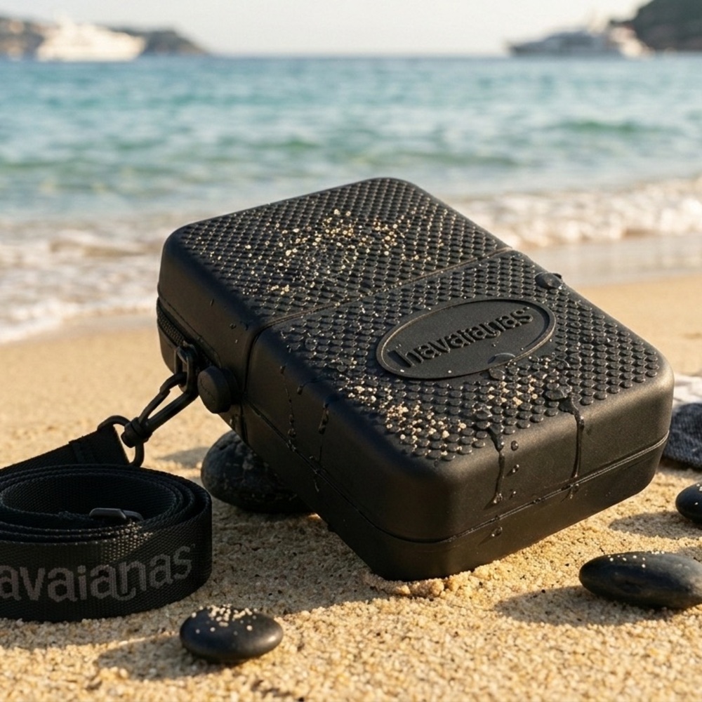 NWT Havaianas Black Street Bag Silicone Crossbody Water & Sand Resistant - Picture 7 of 9